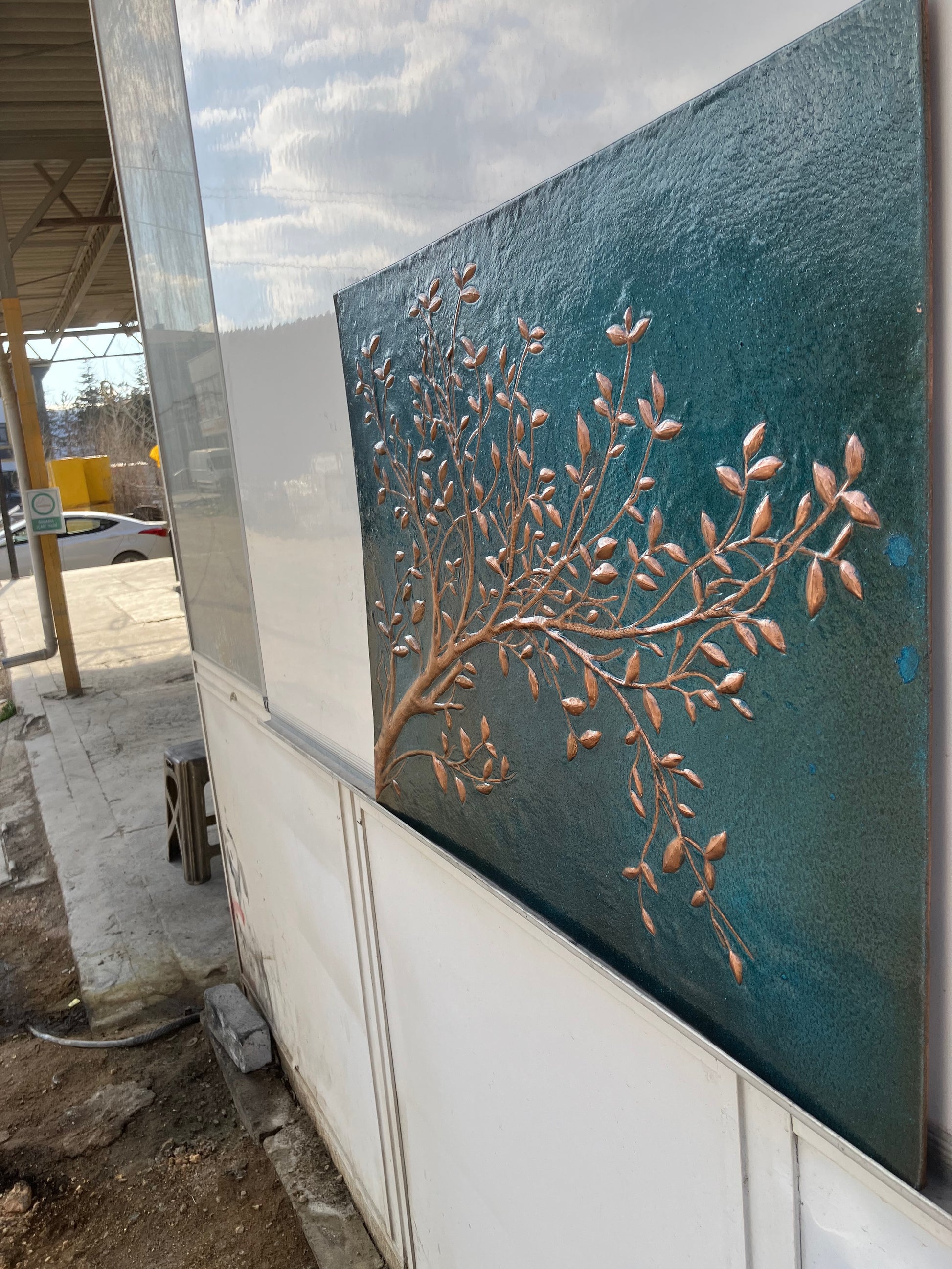 Tree Branches Copper Backsplash — Blue Copper - Natuross