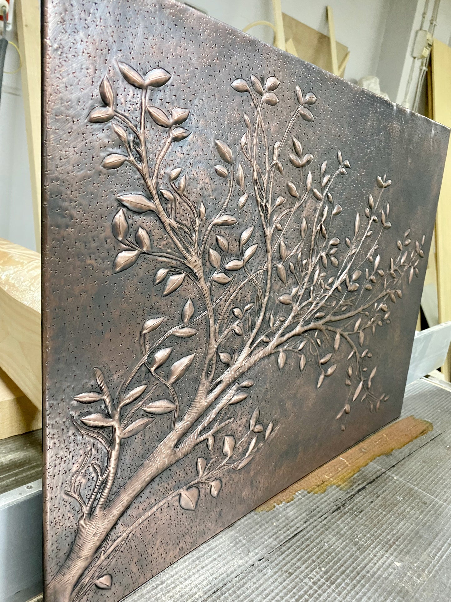 Rustic Brown Copper Tree Branches Backsplash
