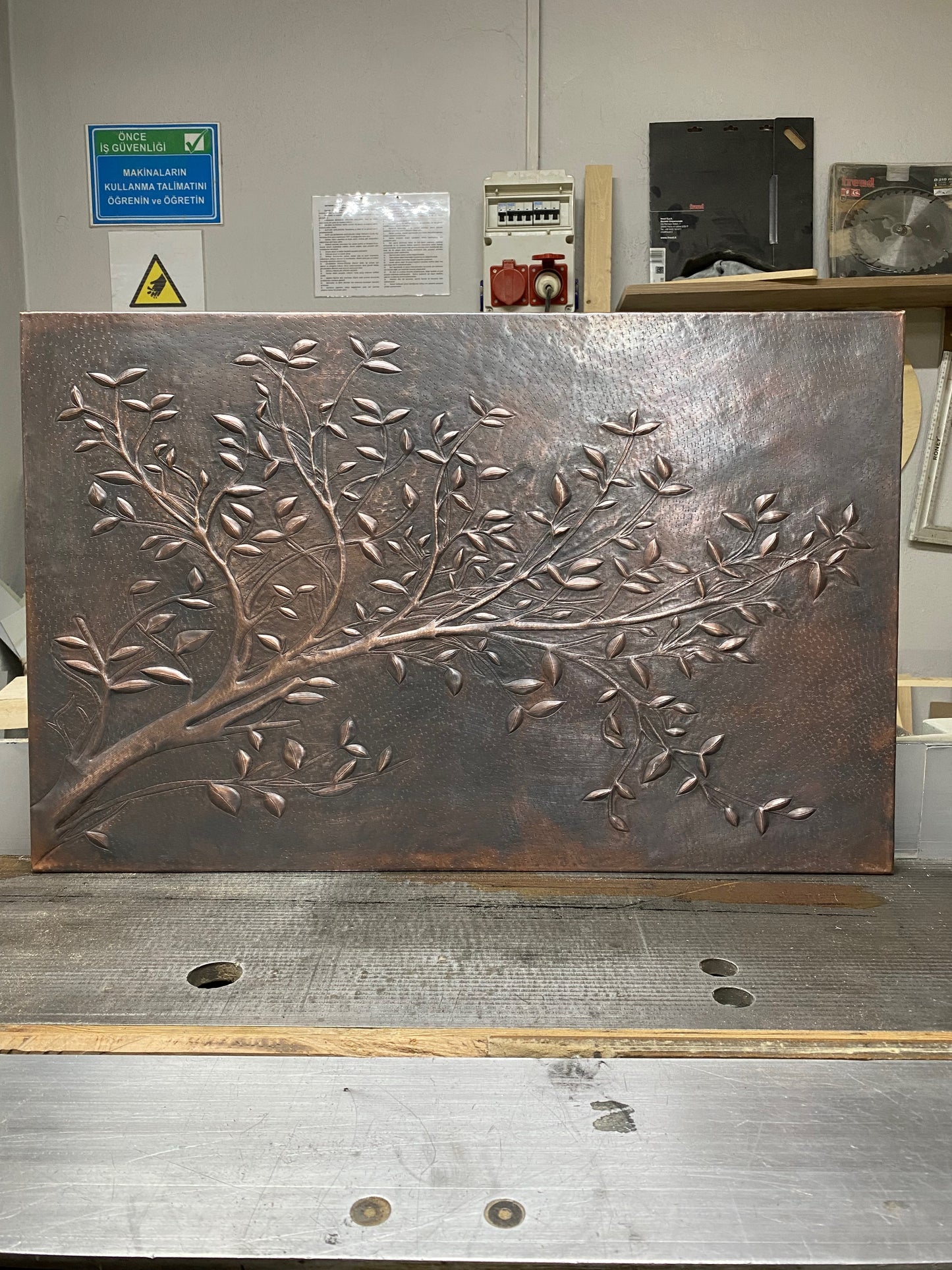 Rustic Brown Copper Tree Branches Backsplash