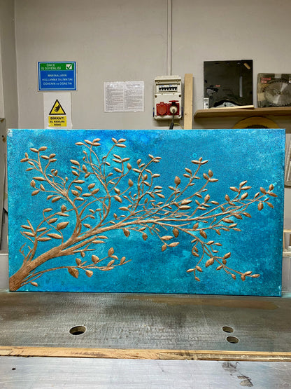 Blue Copper Tree Branches Backsplash - Natuross