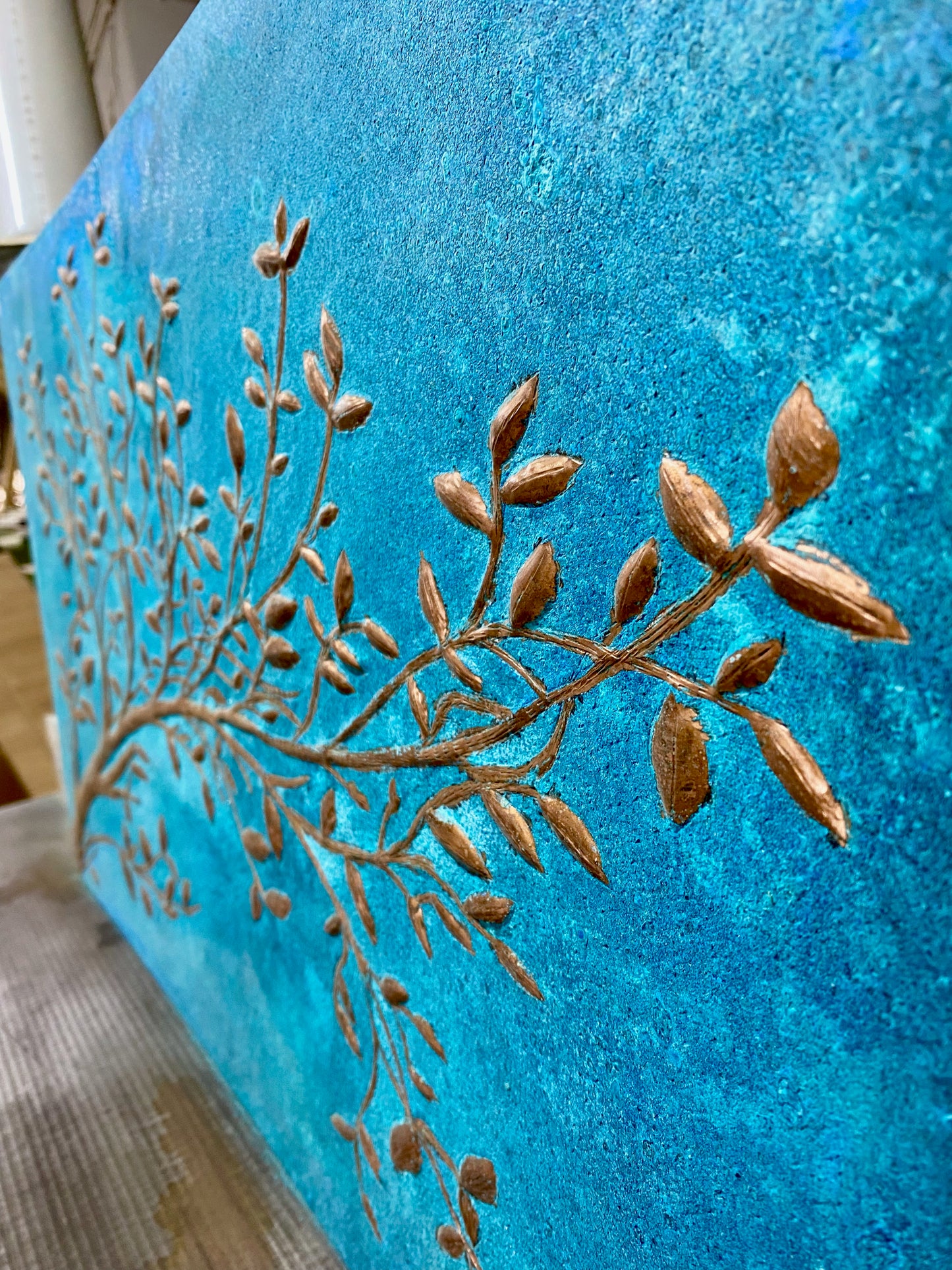 Blue Copper Tree Branches Backsplash - Natuross
