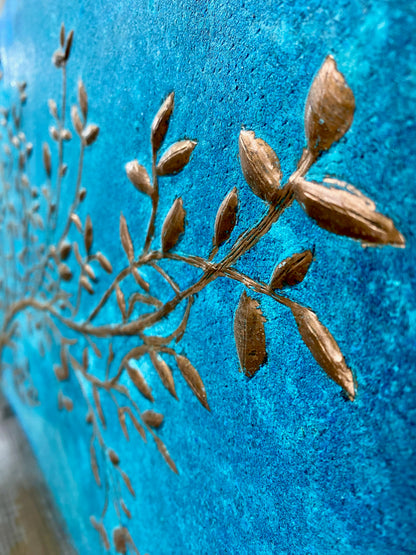 Blue Copper Tree Branches Backsplash - Natuross