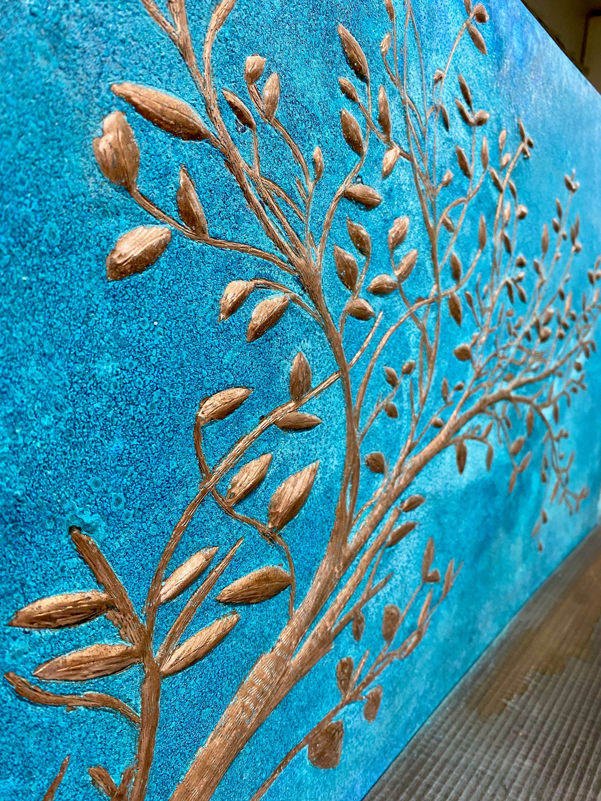 Blue Copper Tree Branches Backsplash - Natuross