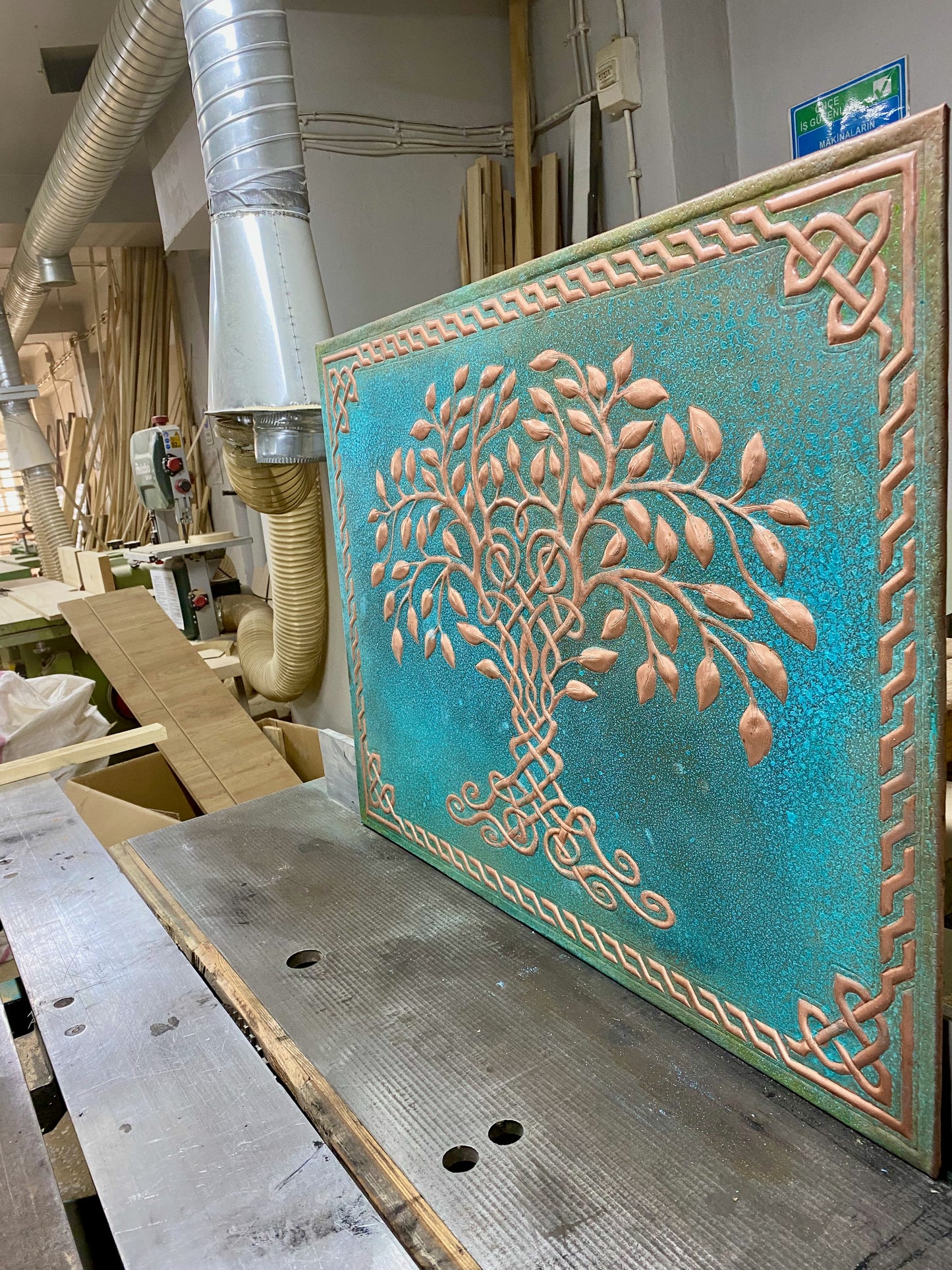 Blue Tree of Life Copper Backsplash