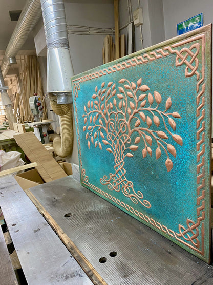 Blue Tree of Life Copper Backsplash