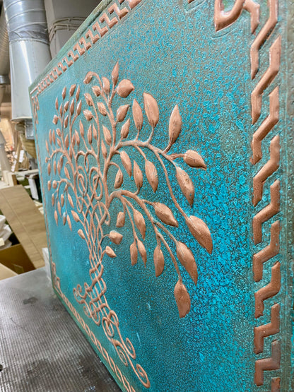Blue Tree of Life Copper Backsplash