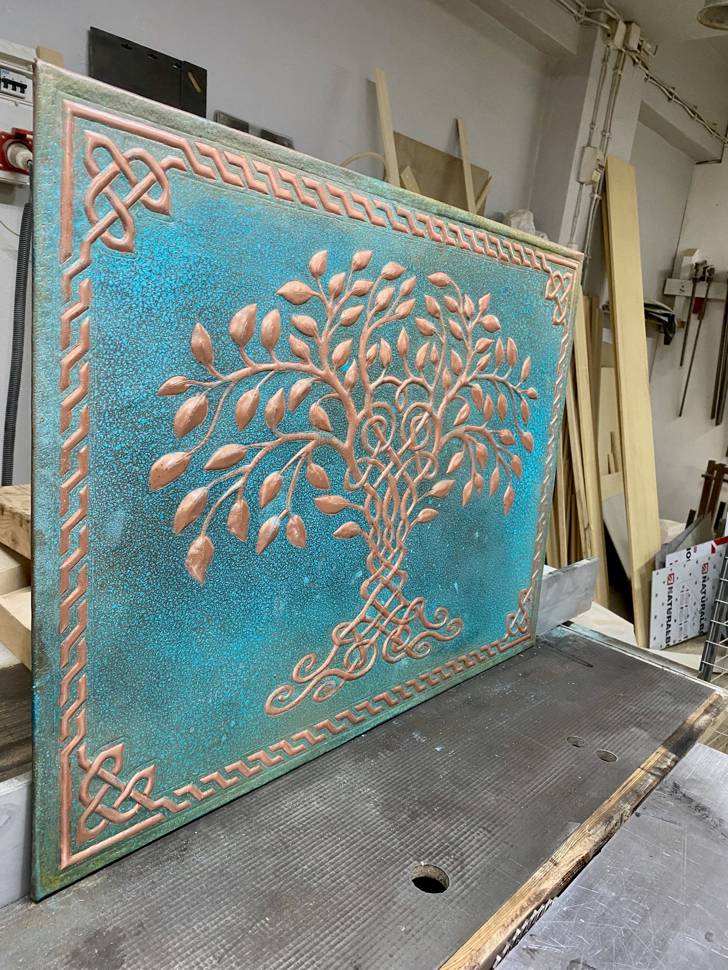 Blue Tree of Life Copper Backsplash