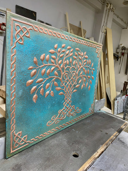 Blue Tree of Life Copper Backsplash