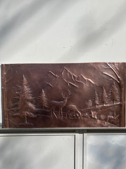 Mountain Pines & Deer Copper Backsplash — Brown Copper