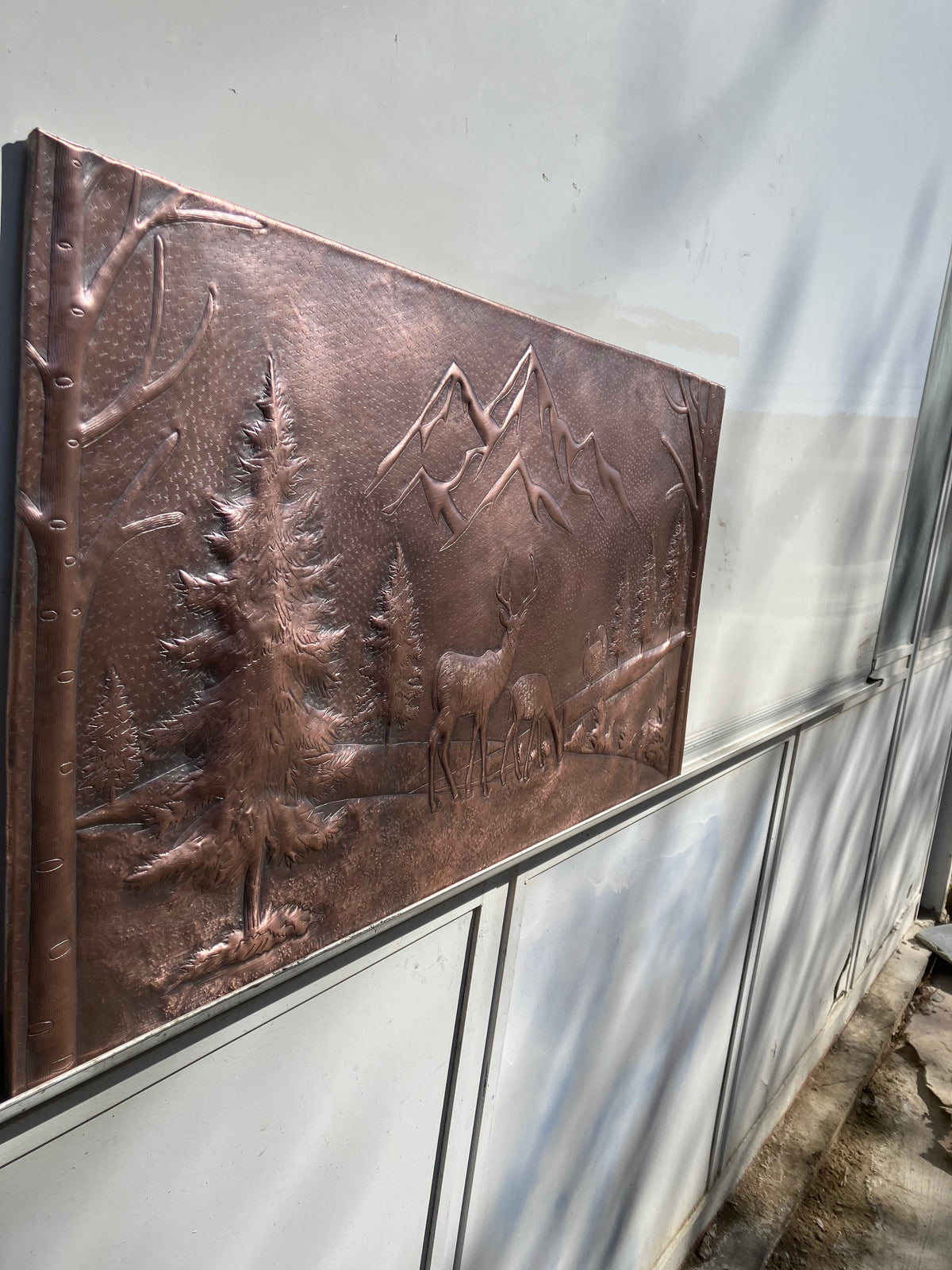 Mountain Pines & Deer Copper Backsplash — Brown Copper