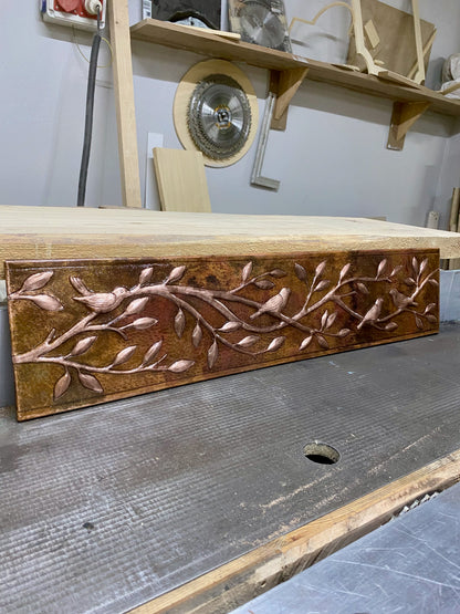 Birds on Tree Branches Fire Copper Backsplash