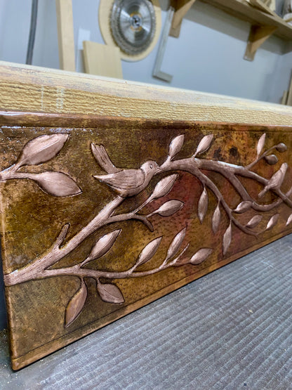 Birds on Tree Branches Fire Copper Backsplash