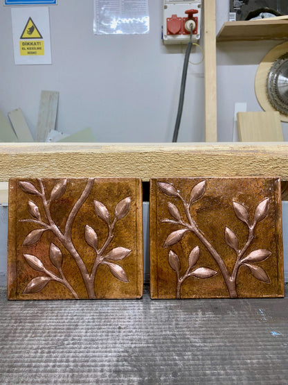 Birds on Tree Branches Fire Copper Backsplash