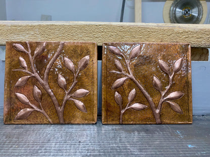 Birds on Tree Branches Fire Copper Backsplash