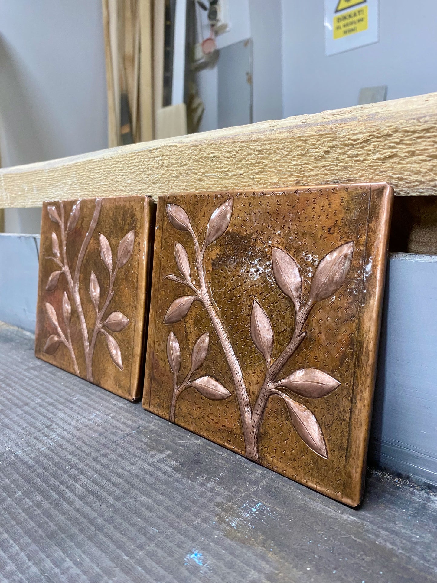 Birds on Tree Branches Fire Copper Backsplash