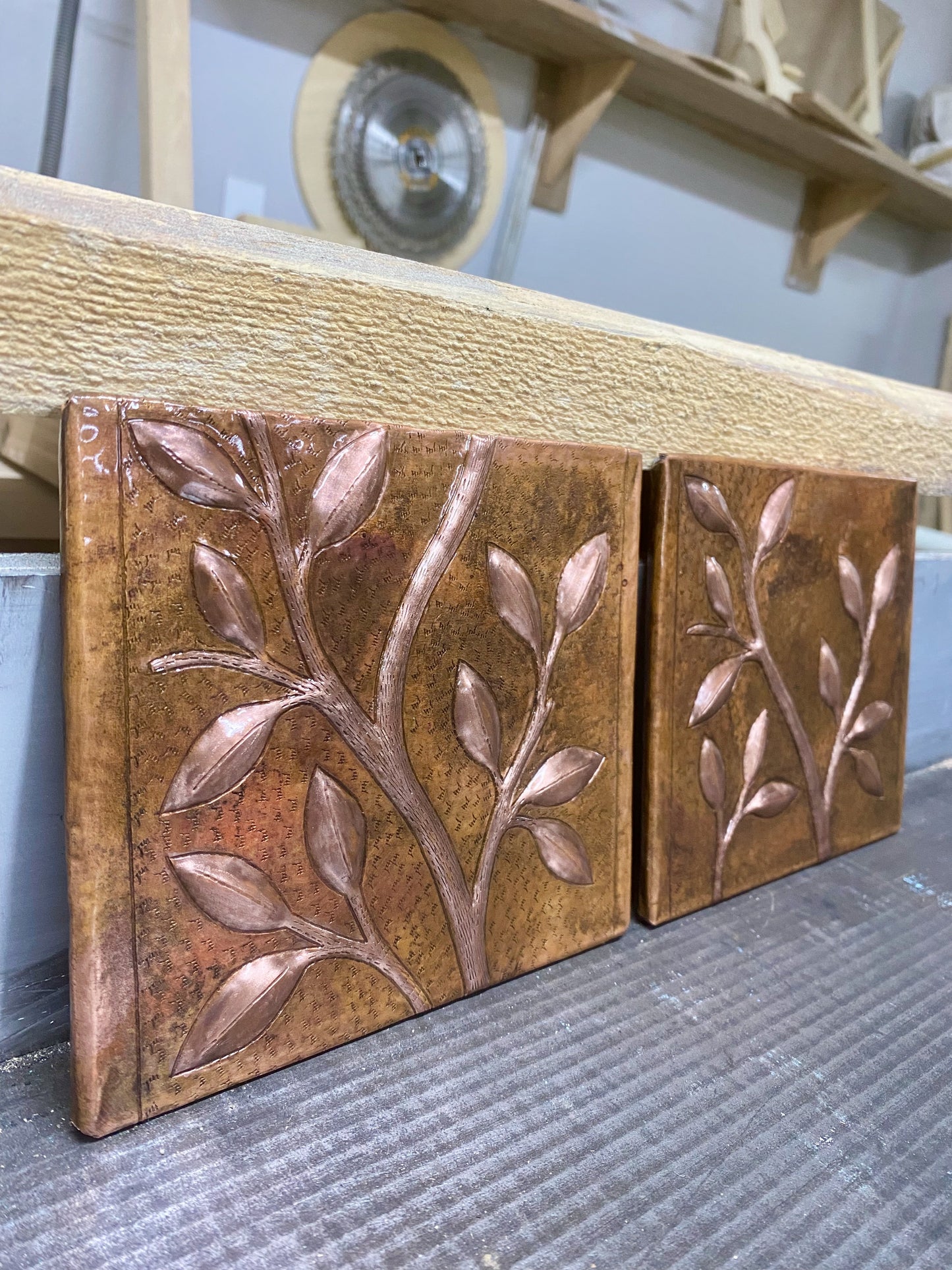 Birds on Tree Branches Fire Copper Backsplash