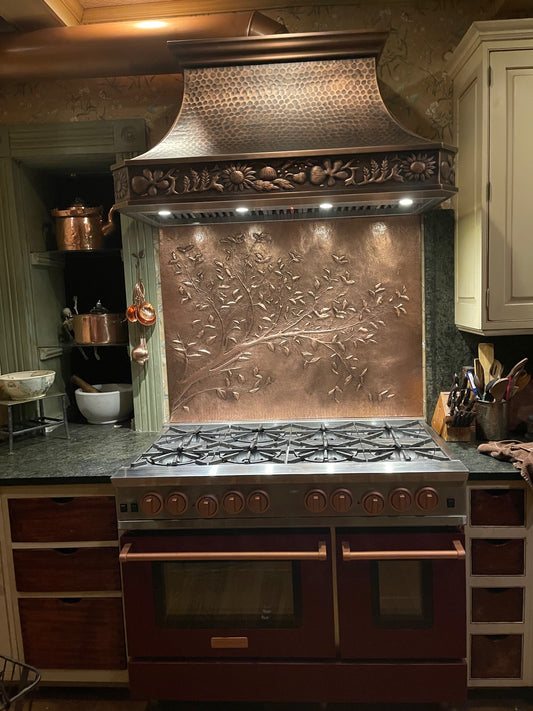 Copper Tree Branches Backsplash | Handmade Rustic Copper Kitchen Wall Art - Natuross