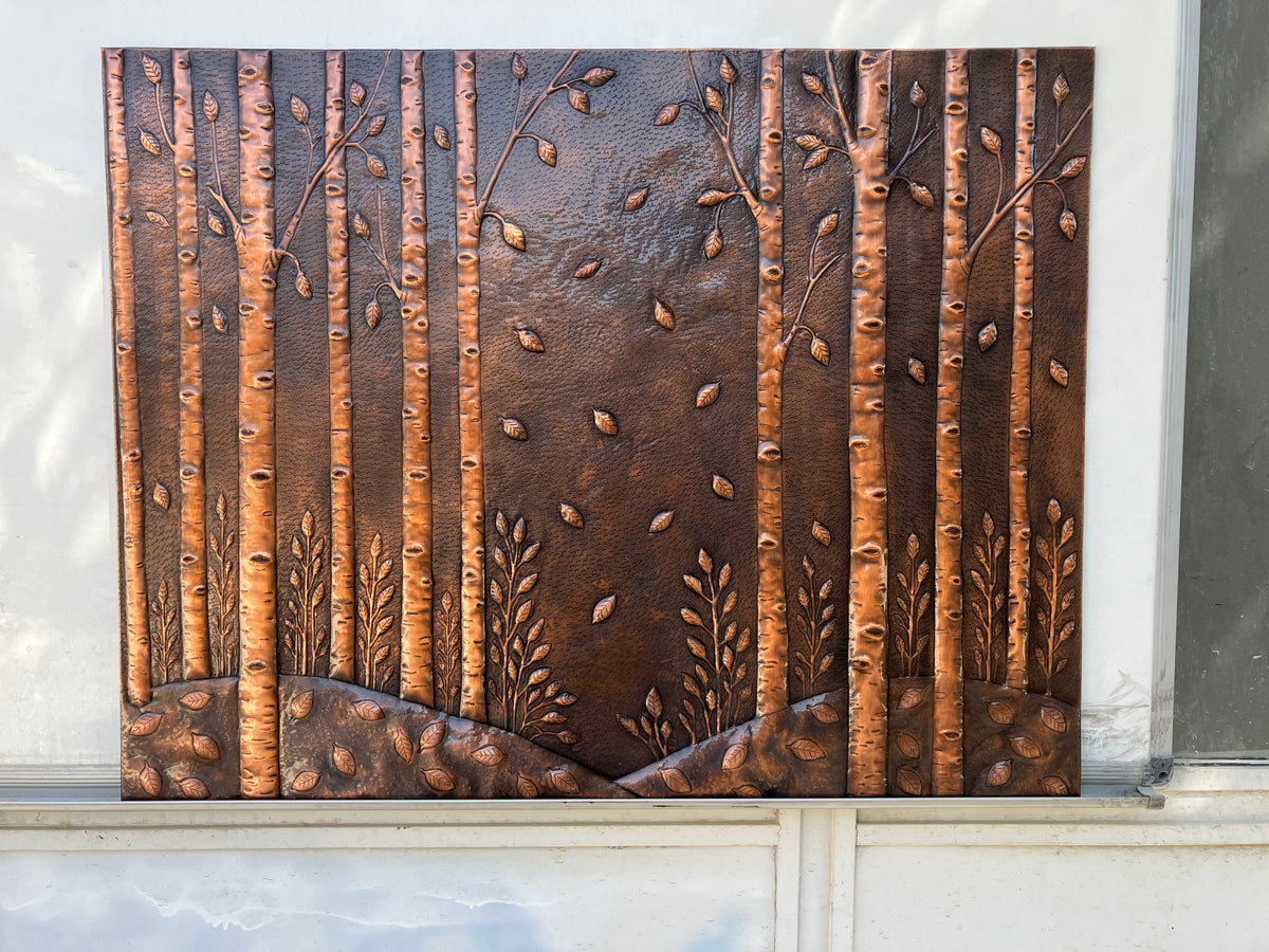 Whispering Birch Grove Copper Kitchen Backsplash