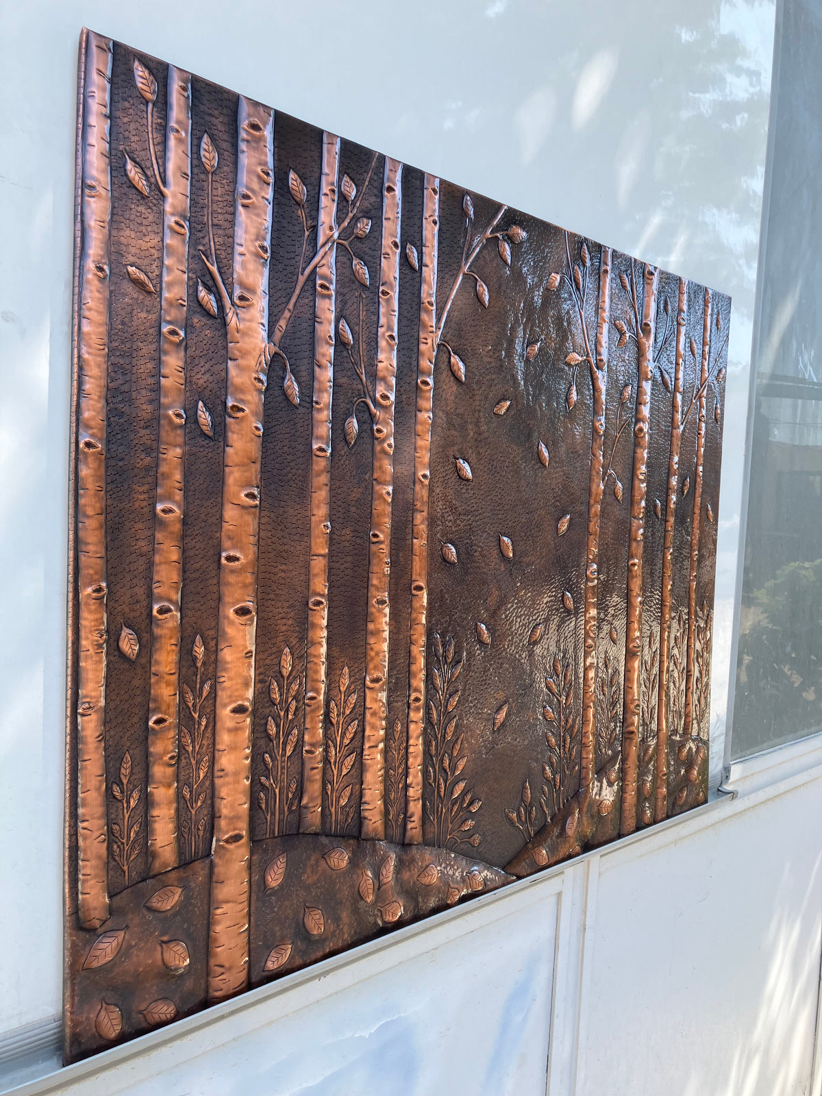 Whispering Birch Grove Copper Kitchen Backsplash