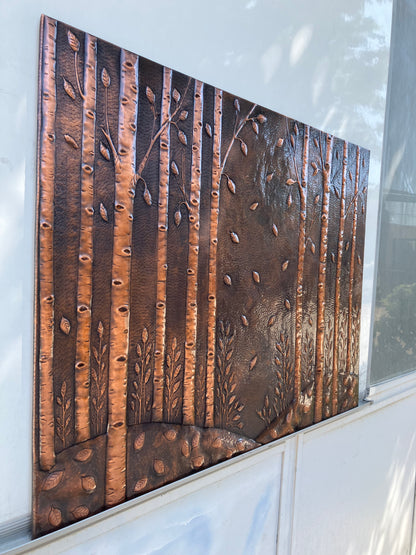 Whispering Birch Grove Copper Kitchen Backsplash