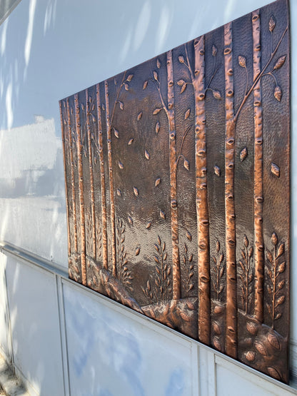 Whispering Birch Grove Copper Kitchen Backsplash