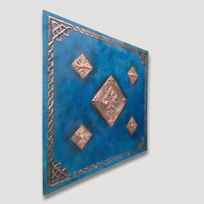 Fleur-de-Lis Copper Kitchen Backsplash - Blue Patina -