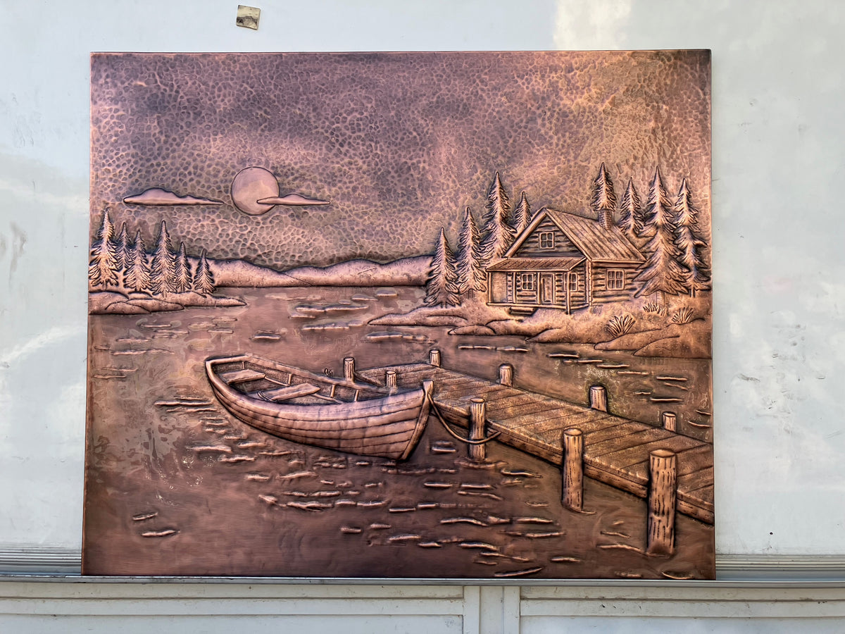Lake House Style Copper Kitchen Backsplash -Brown Patina-