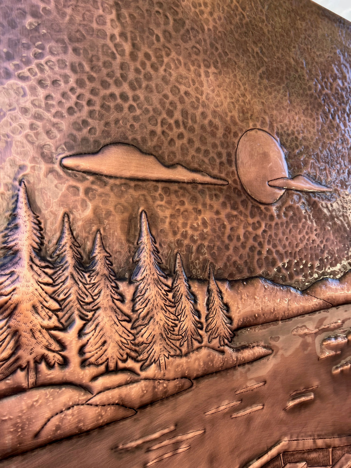 Lake House Style Copper Kitchen Backsplash -Brown Patina-