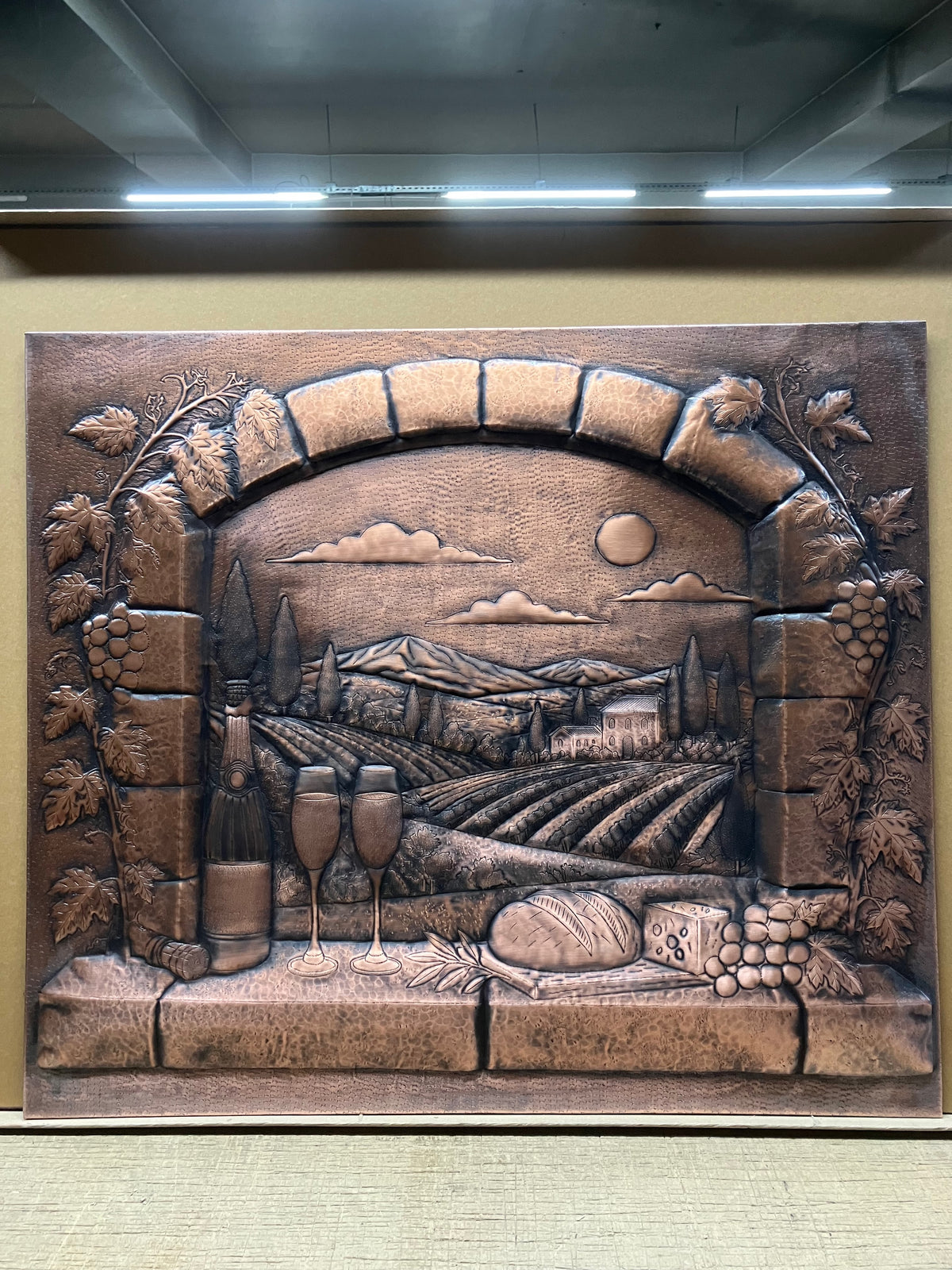 Tuscan Vineyard View Copper Kitchen Backsplash