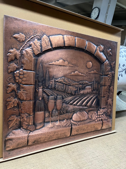 Tuscan Vineyard View Copper Kitchen Backsplash