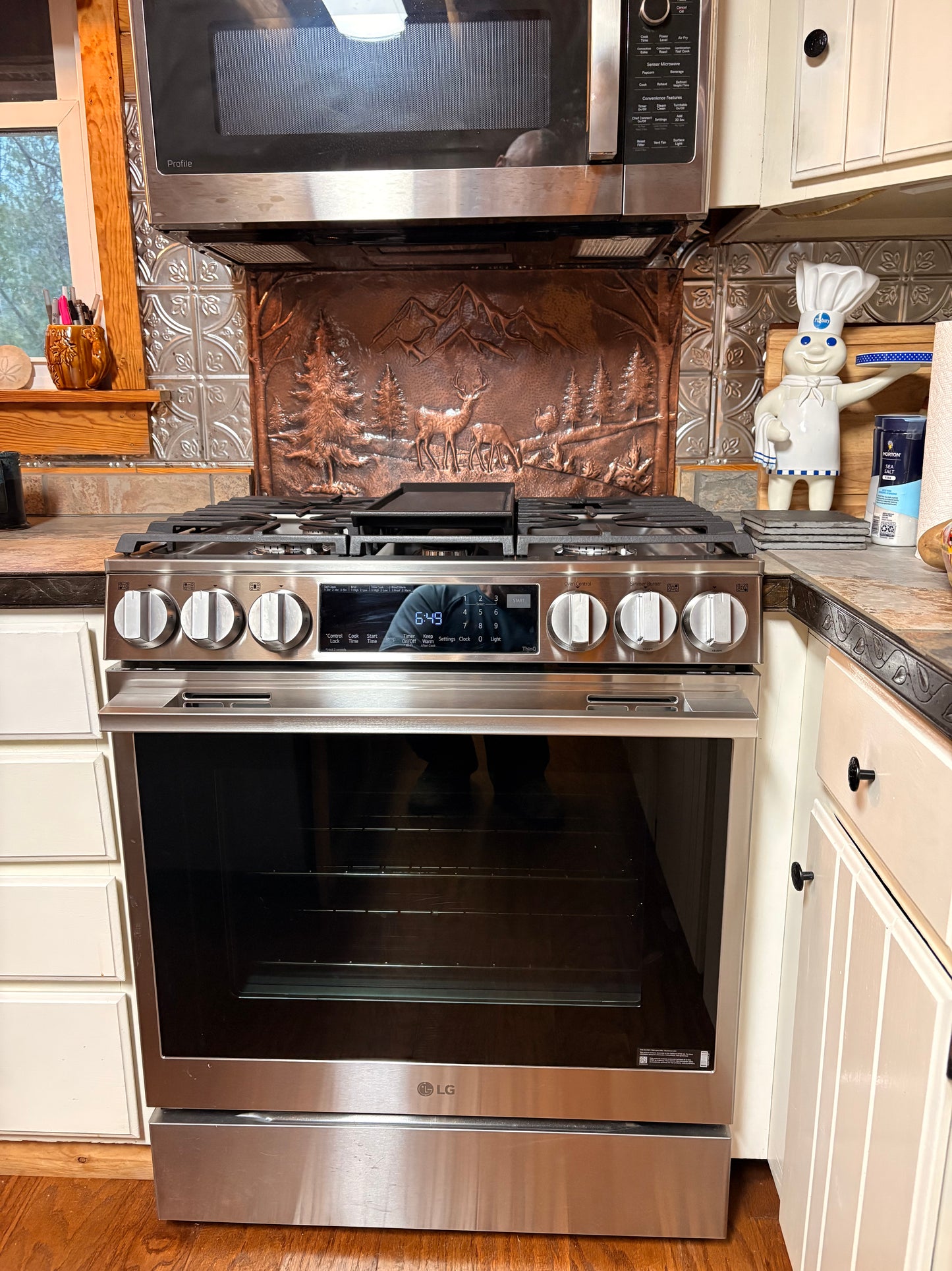 Mountain Pines & Deer Copper Backsplash — Brown Copper