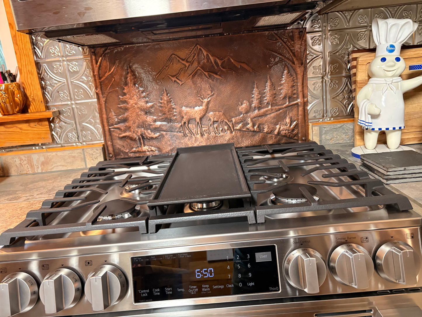 Mountain Pines & Deer Copper Backsplash — Brown Copper