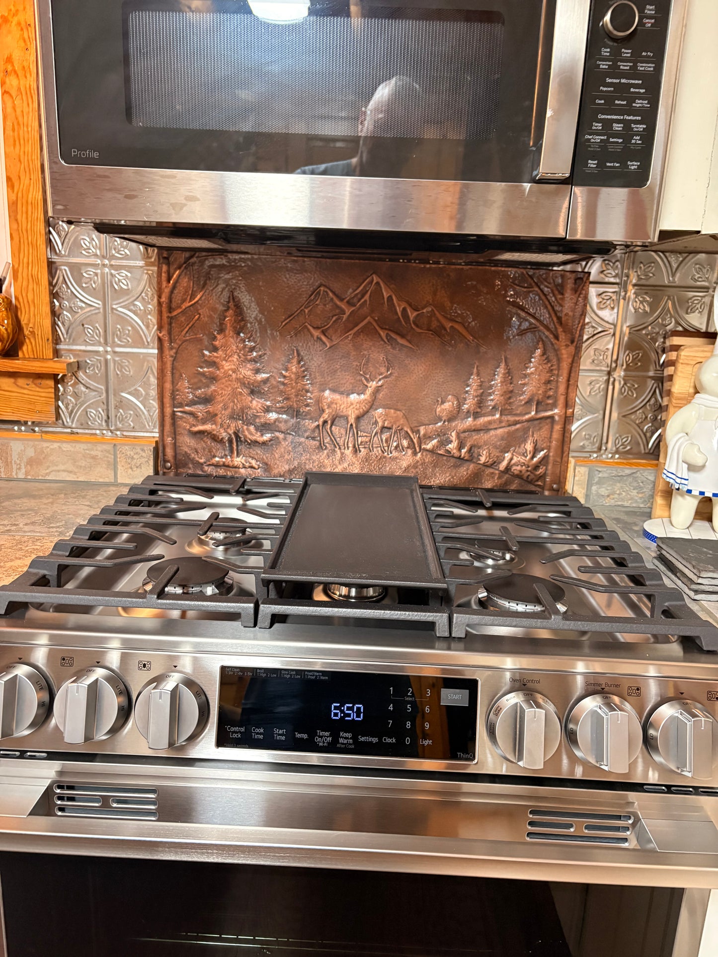 Mountain Pines & Deer Copper Backsplash — Brown Copper
