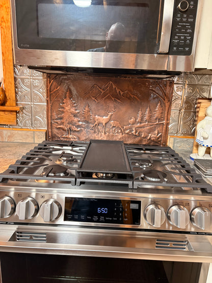 Mountain Pines & Deer Copper Backsplash — Brown Copper