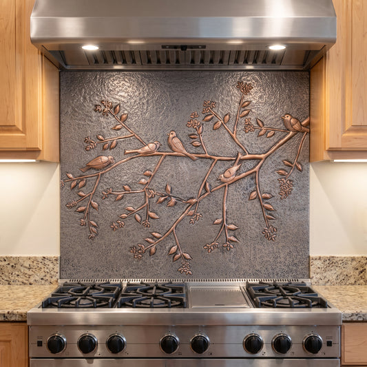 Garden Branch & Birds Copper Backsplash