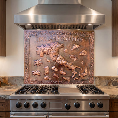 Italian Food Map Copper Kitchen Backsplash