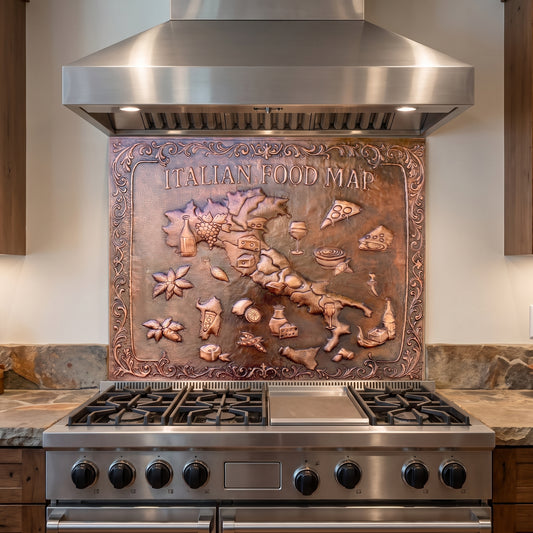 Italian Food Map Copper Backsplash
