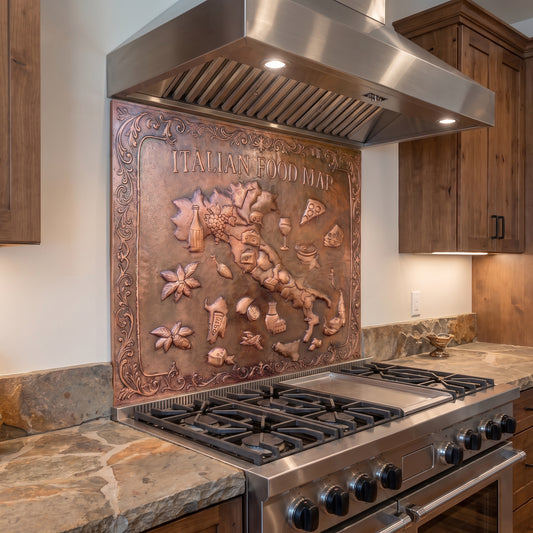 Italian Food Map Copper Backsplash