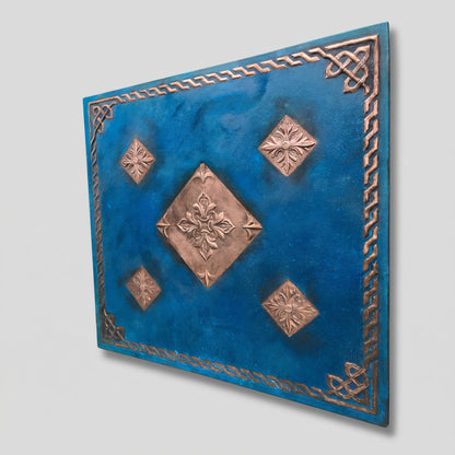 Fleur-de-Lis Copper Kitchen Backsplash - Blue Patina -
