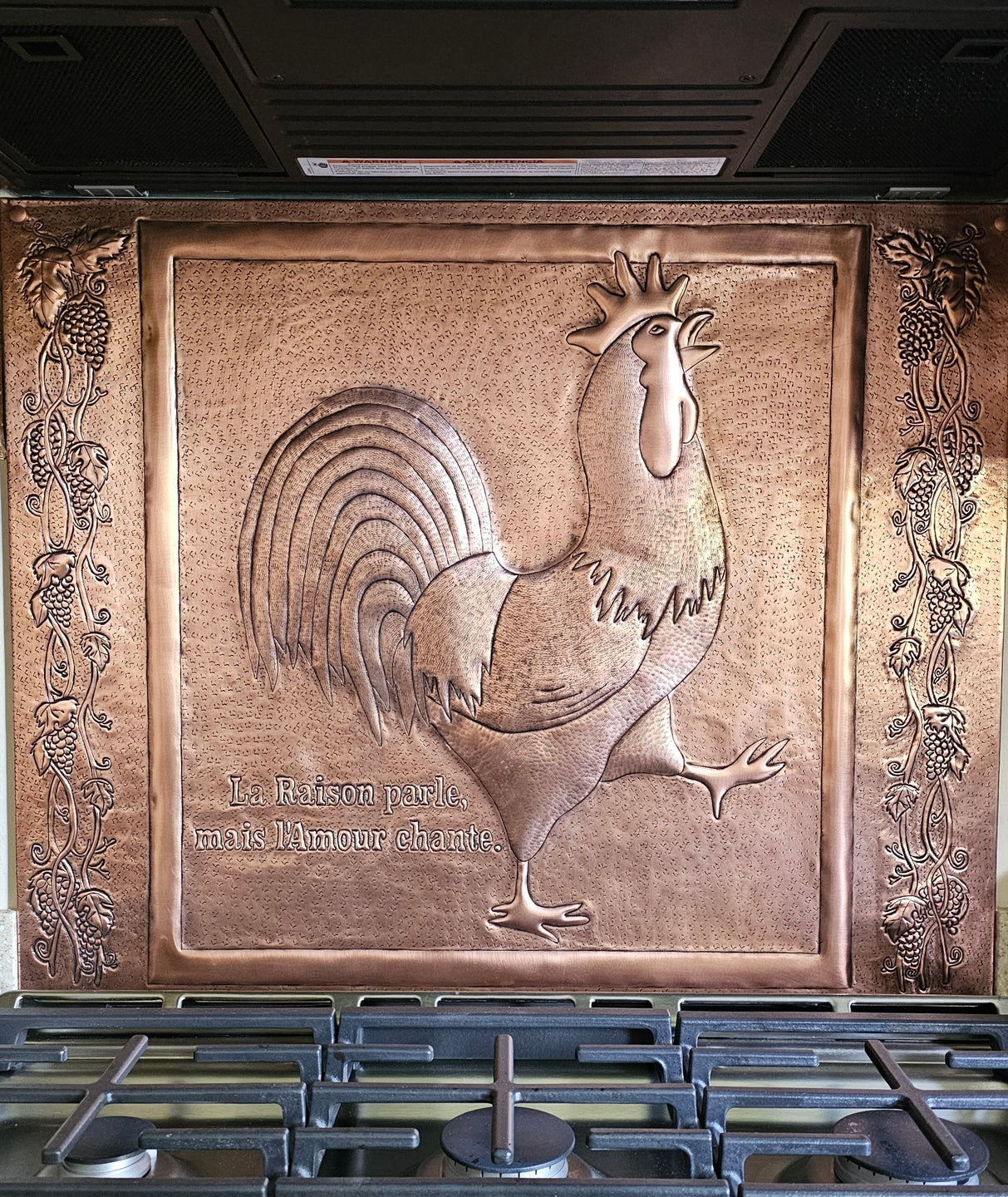 Rooster & Fleur-de-Lis Copper Backsplash — Natural Copper