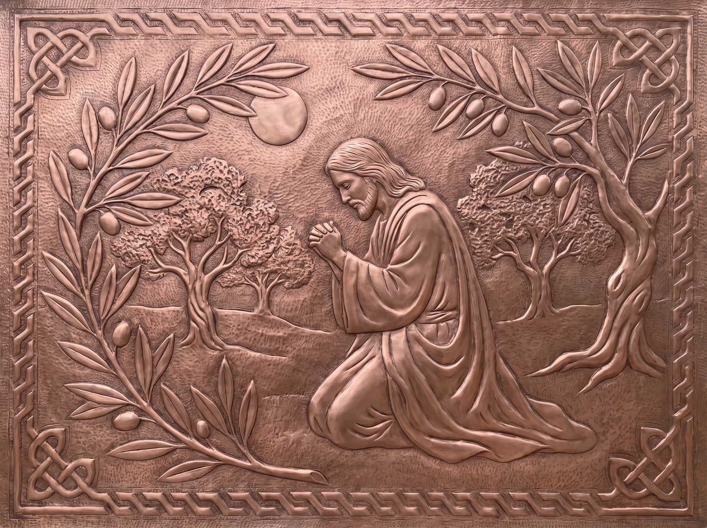Jesus in the Garden Copper Kitchen Backsplash