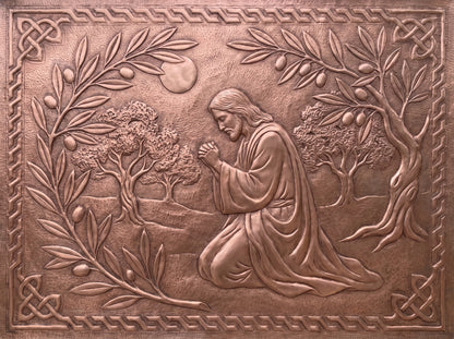 Jesus in the Garden Copper Kitchen Backsplash
