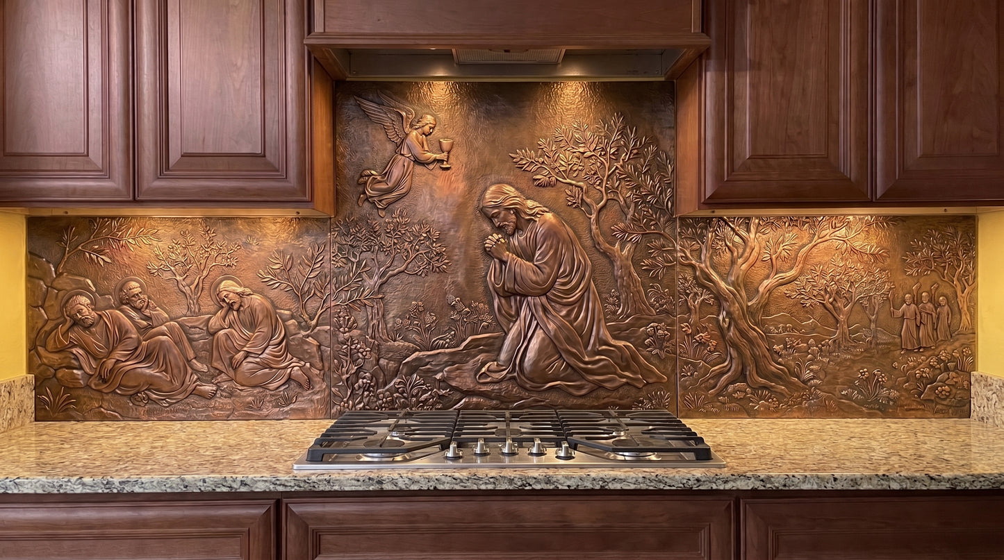 Agony in the Garden Copper Kitchen Backsplash — Jesus in Gethsemane