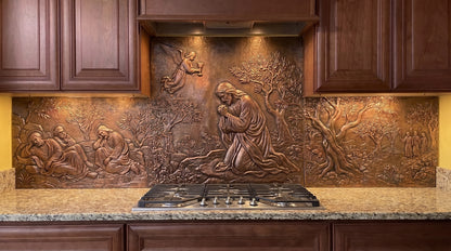 Agony in the Garden Copper Kitchen Backsplash — Jesus in Gethsemane