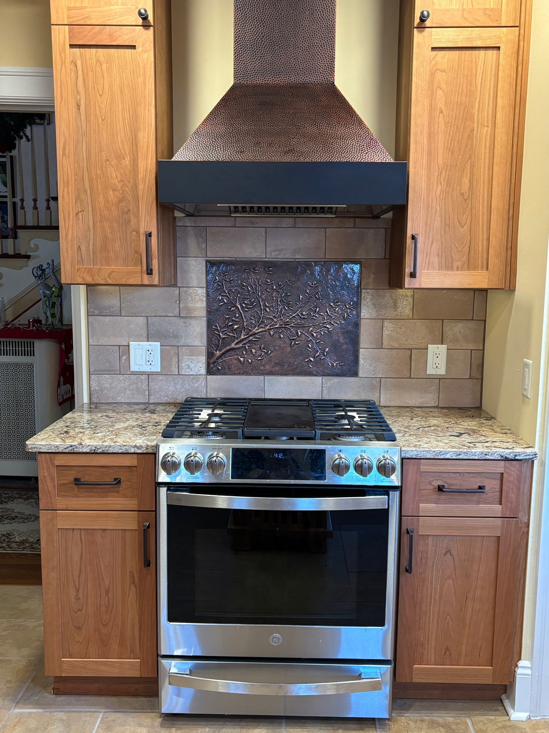 Rustic Brown Copper Tree Branches Backsplash