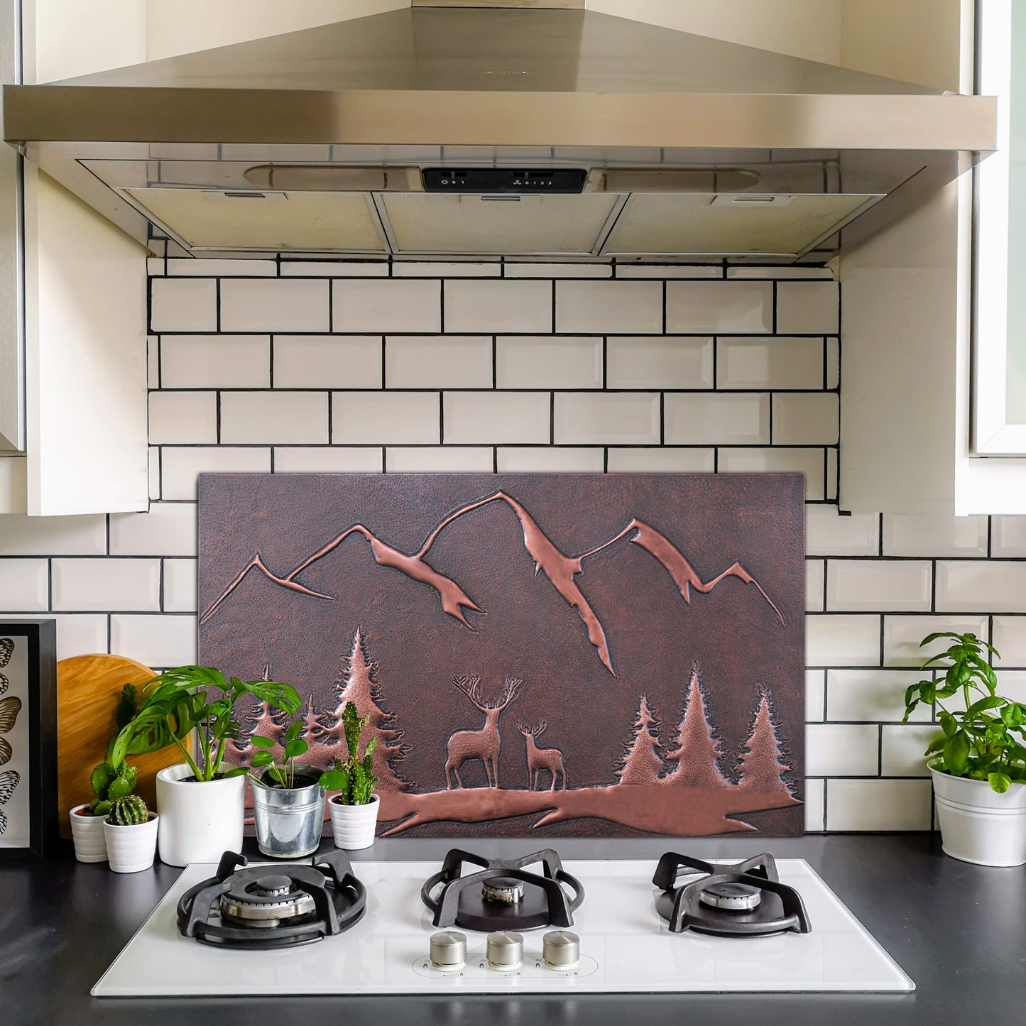 Deer Scene Kitchen Backsplash Tile 18"x30" Brown