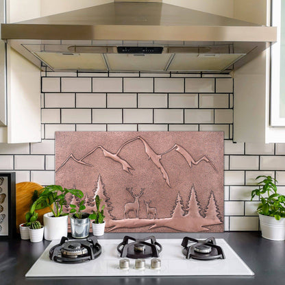 Deer Scene Kitchen Backsplash Tile 18"x30" Copper - Natuross