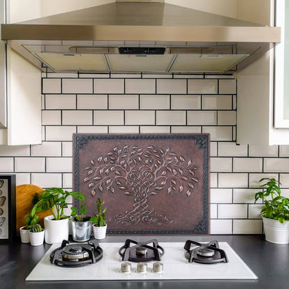 Celtic Tree of Life Kitchen Backsplash Tile - 18"x24" Brown - Natuross