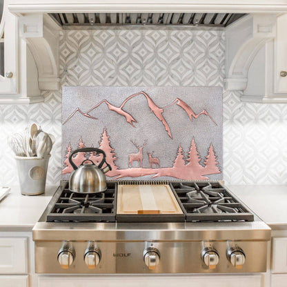 Deer Scene Kitchen Backsplash Tile 18"x30" Gray&Copper - Natuross