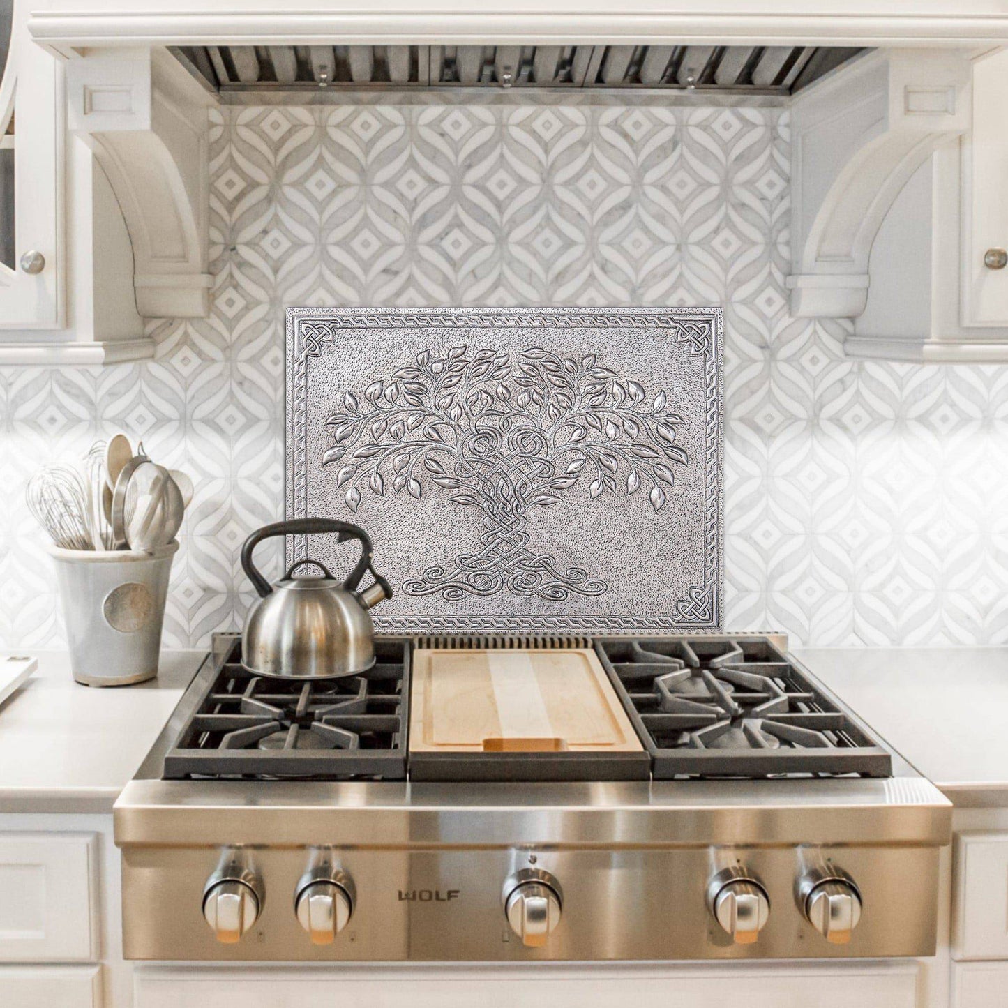 Celtic Tree of Life Kitchen Backsplash Tile - 18"x24" Gray